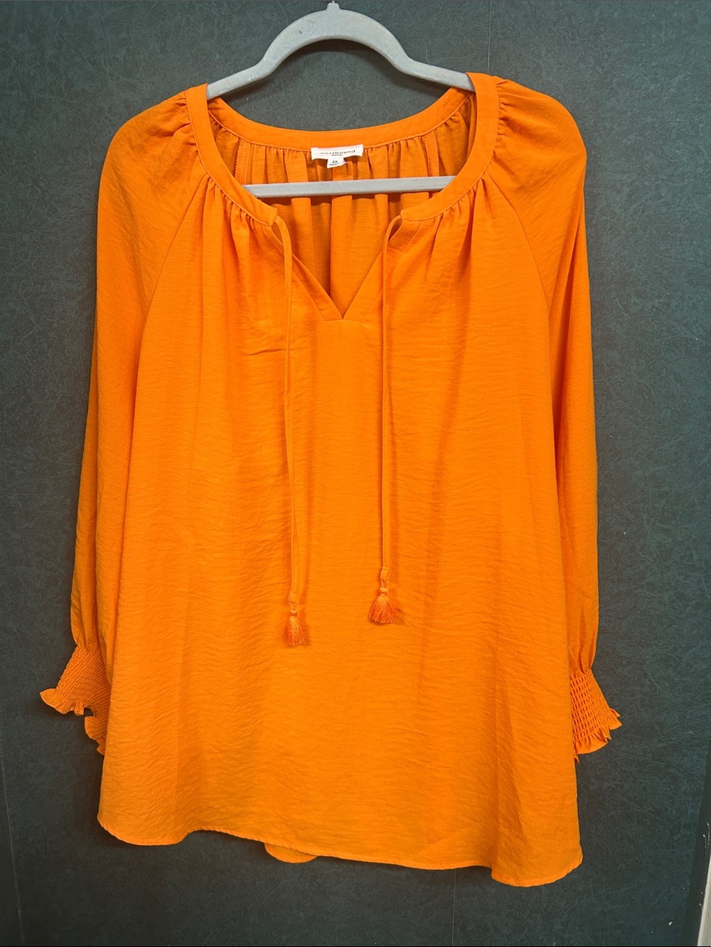 NWOT 2X Westbound Orange Peasant Tunic with Tassel Tie